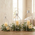 Decorative Lanterns Set of 3-19/16/13 Inch White Metal Indoor Lanterns Decorative with Flickering LED Candles, Front Entrance Decor for Farmhouse Wedding Christmas Home Decor by kehail