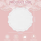 4 Sets Ribbon Twirl Cotton Linen Placemats, 15 inch Embroidery Round Cloth Table Mats with Pink Scalloped Edge Washable Fabric Place Mats Flower Shape for Wedding Baby Shower Party Table Decor - Image 2