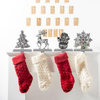 4 Pack Christmas Stocking Holder Set for Mantle Christmas Holiday Decorations Mantle Fireplace Topper Snowflake Snowman Reindeer and Christmas Tree Hangers Decorative Metal Hanger(Gray) - Image 7