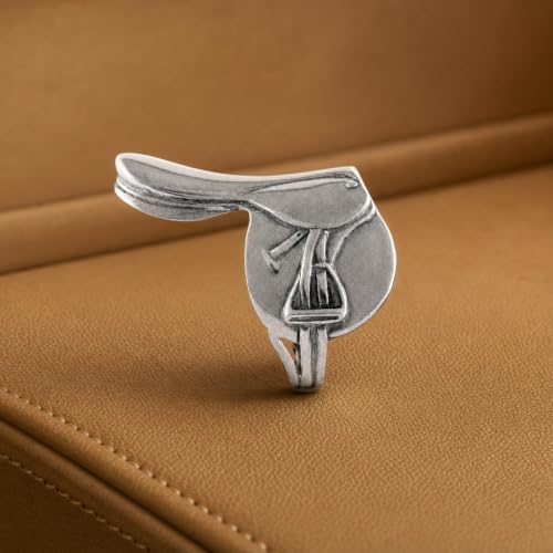 Vagabond House Pewter English Horse Saddle Napkin Ring - Equestrian Table Decor - 2.75" L x 2.5" H - Image 4