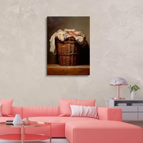Laundry Room Oil Painting,Rustic Home Decor,Vintage Laundry Basket Wall Art,Vintage Laundry Artwork,Laundry Day Print,Farmhouse Decor,Cottage Core Art,Antique Laundry Painting 24x36inch Unframed - Image 5