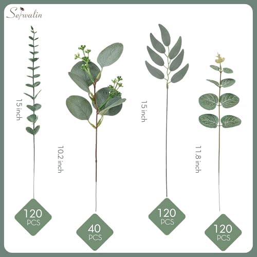 Serwalin 400PCS Mixed Eucalyptus Stems, Greenery Stems for Centerpieces - Image 4