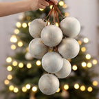 Yunlly 12 Pcs Neutral Christmas Ornament, Ivory White, 4'' - Image 6