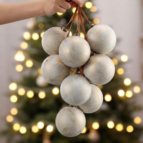 Yunlly 12 Pcs Neutral Christmas Ornament, Ivory White, 4'' - Image 6