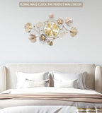 33" Modern Farmhouse Large Decorative Wall Clock, Ginkgo Metal Art - Image 3