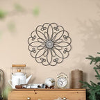 YiLifebes Metal Flower Wall Decor, 18”x18” Metal Floral Scroll Wall Art, Iron Wall Decoration Sculpture for Living Room Bedroom Bathroom Outdoor Garden, (Flower A) - Image 2