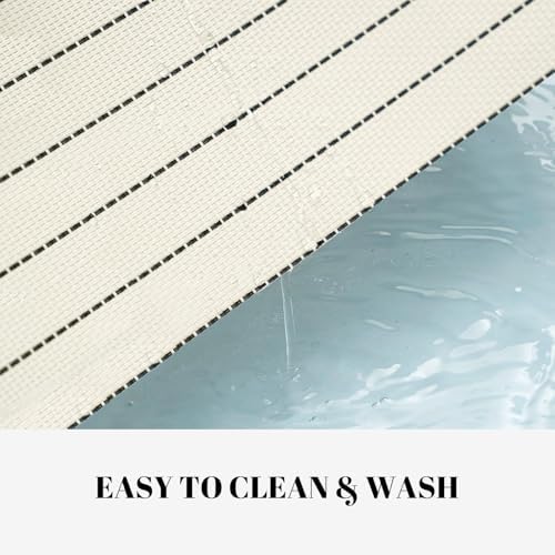 Placemats Set of 12 Vinyl/Plastic Woven Place Mats for Kitchen Table Indoor/Outdoor Washable Placemat Wipeable Dining Table Mats (White Stripes,12) - Image 3