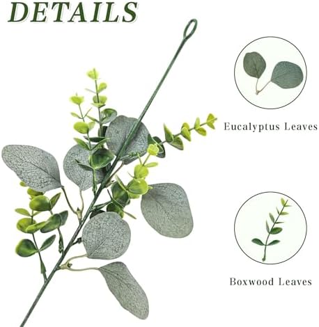 8 Pack Artificial Eucalyptus Garland Fake Greenery Garland Plant Vines Hanging Eucalyptus Leaves for Wedding Backdrop Arch Wall Decor Outdoor Table Centerpieces - Image 2