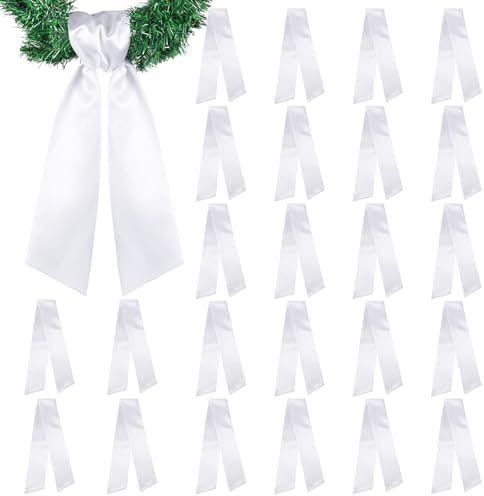 VitalCozy 24 Pcs White Wreath Sash Cotton Blank Ribbon by VitalCozy
