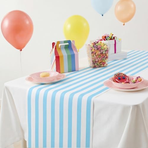 AmazingSpark Striped Table Runner Roll,Light Blue,50' Long X 16" Wide - Image 3
