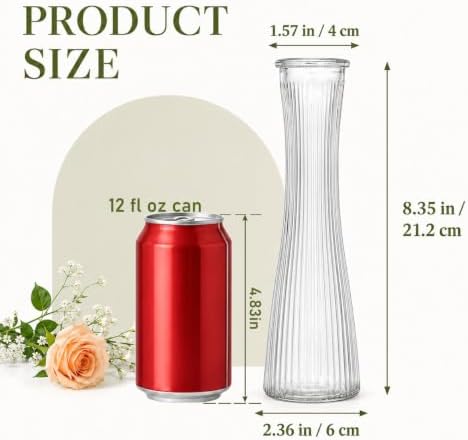 12 Pcs Glass Bud Vases Bulk for Centerpieces, 8.5” Tall Clear Bud Vases - Image 2