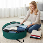 36 Inch Round Storage Bag 2 Pack,Minimalist Solid Aventurine Green Waterproof Wreath Storage Container with Handles&Zipper Pure Plain Single Color Closet Organizer Bags Garland Box - Image 4