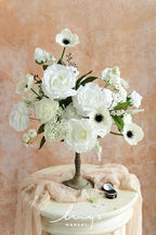 Ling's moment Artificial Wedding Flowers Combo, White & Dark Green, Grand - Image 2