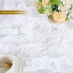 20 Pack White Table Runner 10Ft Cheesecloth Table Runner Boho Gauze Table Runners Romantic Long Sheer Fabric Cheese Cloth Table Runners for Wedding Party Bridal Shower(White) - Image 3