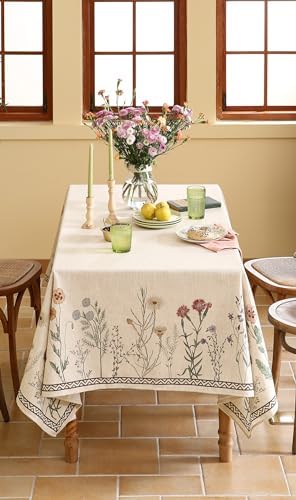ISAENNE Designer Vintage Rectangular Long Floral Tablecloth,118"x67" - Image 3