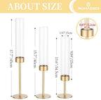 Romadedi Glass Hurricane Candle Holders for Candlestick, Gold, Set of 6 - Image 5
