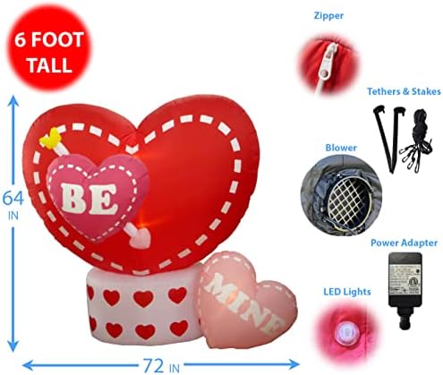 6 Foot Long Animated Valentine's Inflatable Hearts - Heart Rotates - Image 2