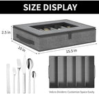 2-Pack Silverware Storage Box, Flatware Organizer with Clear Lid, Grey - Image 2
