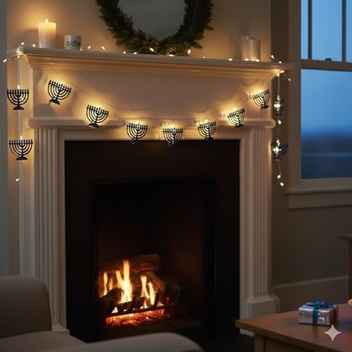 Rite Lite Menorah String Light Decoration Hanukkah Decor Garland Style Accessories Indoor Use Hang on Wall Jewish Festival of Lights Hanukkah Gifts Requires 2 AA Batteries not Included 5 Feet Length! - Image 3