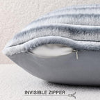 Pallene Faux Fur Decorative Throw Pillow Covers 24x24 Set of 2, Ombre Grey - Image 3