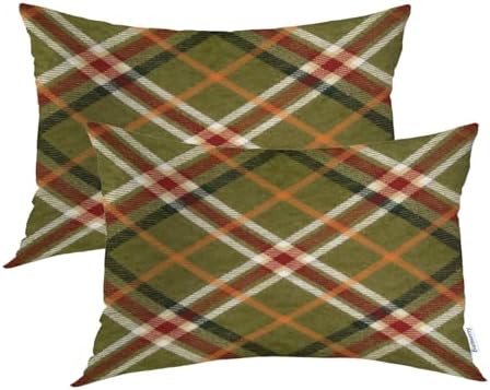 Batmerry Apple Green Checkered Pillowcases, Close Up of The of A Tartan Decorative Bed Pillow Cover with Hidden Zipper Soft Blended for Hair and Skin 20X26 in by Batmerry