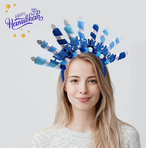 The Dreidel Company Menorah Headbands, 8-Pack Fun for Hanukkah, Personal Decorations for the Festival of Lights - Image 3