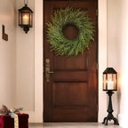 26" Artificial Norfolk Pine Wreath, Christmas Greenery for Front Door Decor - Image 3