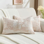 FUTEI Pack of 2 Faux Cashmere Throw Pillow Covers 12x20 Inch,Pink White by FUTEI