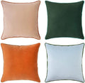 MONDAY MOOSE Decorative Throw Pillow Covers Cushion Cases, Set of 4 Soft Velvet Modern Double-Sided Designs, Mix and Match for Home Decor, Pillow Inserts Not Included (18x18 inch, Orange/Green) by MondayMoose