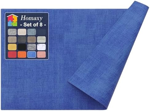 Homaxy PU Faux Leather Placemats for Dining Table, Set of 8, Sea Blue by Homaxy