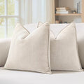 MIULEE Pack of 2 Cream Beige Euro Shams Chenille Pillow Covers 24x24 Inch by MIULEE