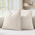 MIULEE Pack of 2 Cream Beige Euro Shams Chenille Pillow Covers 24x24 Inch by MIULEE
