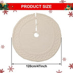 NIBESSER White Knit Tree Skirt 48" - Ivory Knitted Christmas Tree Skirt Mat for Home Party Holiday Ornaments Christmas Decorations - Image 2