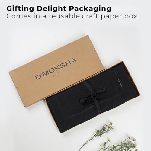Signature Linen™ by D'Moksha, Black Table Runner 72 Inches Long, 100% Pure Linen, Hemstitch, 14 x 72 Inch Table Runner for Dresser, Dining- Fall, Weddings, Outdoor Hosting - Image 4