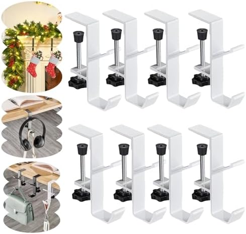 No Slip Mantel Heavy Duty Garland Hanger - 2-in-1 Garland and Stocking Holder for Mantle, Fireplace, and Front Door – Essential Christmas & Xmas Decoration (White, 8pcs) by STSoleMeT