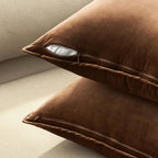MIULEE Decorative Brown Velvet Euro Sham Throw Pillow Covers 28x28 Inch - Image 6