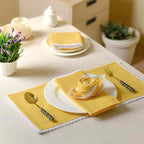 FINGERCRAFT Lace Cloth Napkins, Cotton Linen, 12 Pack, 20x20 Inch, Gold - Image 3