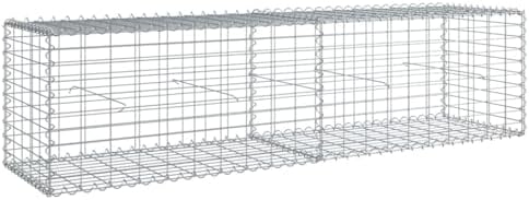 vidaXL Gabion Basket with Cover 78.7"x19.7"x19.7" Galvanized Iron - Image 5