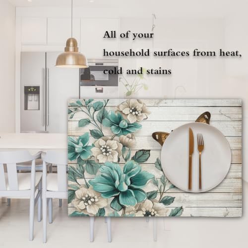 Vintage Flower Butterfly Wooden Floral Placemats Set of 6 Decorative Dinner Place Mats Washable Table Mat for Gifts, Holiday, Birthday Party, Wedding & Dining - Image 7