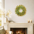 24 Inch Pre-Lit Boxwood Fall & Winter Wreath for Front Door Porch - Image 4