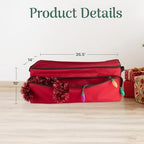 Christmas Ornament Storage Box - Christmas Ornament Organizer Storage Box with 3 Trays, Adjustable Grids, and Large Front Zipper Pocket - Fits up to 72 Bulbs and Decorations by Elf Stor (Red) - Image 6