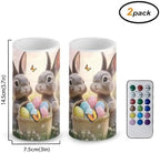 Flameless Candles LED Easter Rabbit Decorative Candles Battery Operated Ornage Flickering Candles with 18-Key Remote Timer Pillar for Home Living Room Party Table Decorations - Image 3