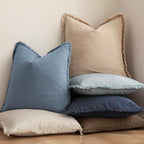 Foindtower Decorative Linen Fringe Throw Pillow Covers 26×26 Misty Blue - Image 6