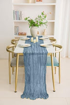 20 Pack Dusty Blue Cheesecloth Table Runner 17x108 Inch Boho Wrinkled Sheer Gauze Cheese Cloth Table Runner Bulk Romantic Decor for Wedding, Bridal Shower, Birthday Party - Image 5