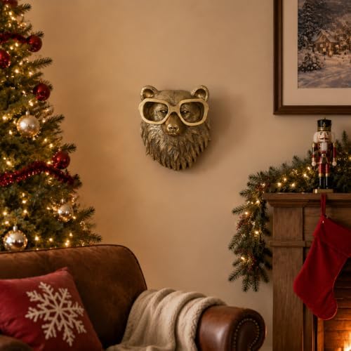 UITWMKTG Gold Bear Head Wall Decor - Modern Animal Wall Sculpture, Bear Wall Art for Living Room, Bedroom, Office, Gold Wall Hanging Home Decoration - Image 5