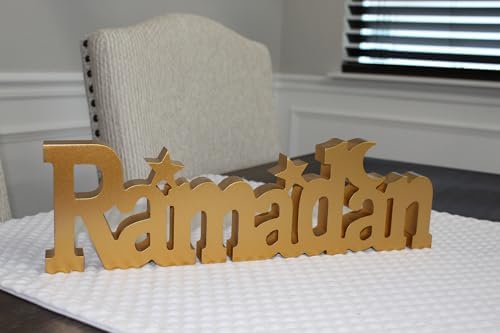 Ramadan Wooden Stand - Ramadan Festival Wooden Tabletop Decorations for Living Room, Dining Muslim Decorative New Year Celebration Home Luxury Lightning Table Stand, Gold - Image 6