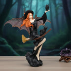 Comfy Hour 9 Inch Dark Fairy Witch Figurine, Sorceress Statue with Black Cat on Broom, Gothic Shelf Decor, Hand-Painted Polyresin Fantasy Sculpture, 1 Piece - Image 5