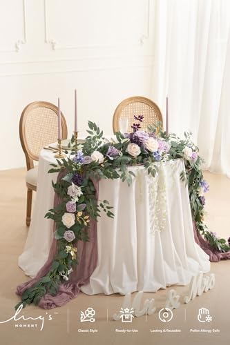 Ling's moment Purple Eucalyptus Flower Garland Wedding Arch 9 FT - Image 2