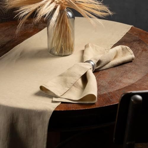 Linen Table Runner 60 inches Long - 100% Pure Linen Flax - Stonewashed European Linen Table Runner (Royal Creme, 14 x 60 Inch) - for Dining, Fall, Autumn, Thanksgiving - Image 2