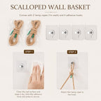 Scalloped Wall Basket, 2Pack Hand Woven Rattan Hanging Wall Baskets - Image 4